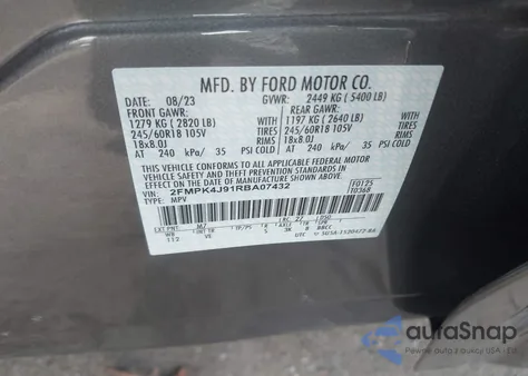2024 Ford Edge Sel from USA, damaged, VIN 2FMPK4J91RBA07432